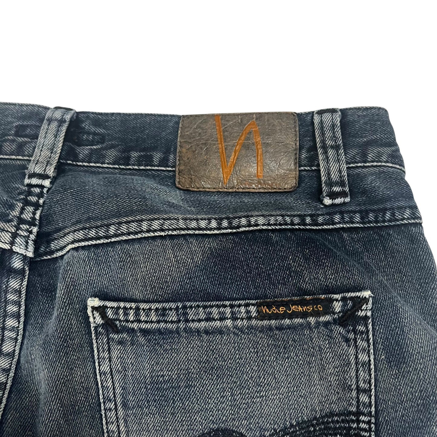 Nudie Jeans Bleached Dark Wash Vintage Straight 
Leg Premium Denim Streetwear W33 L32