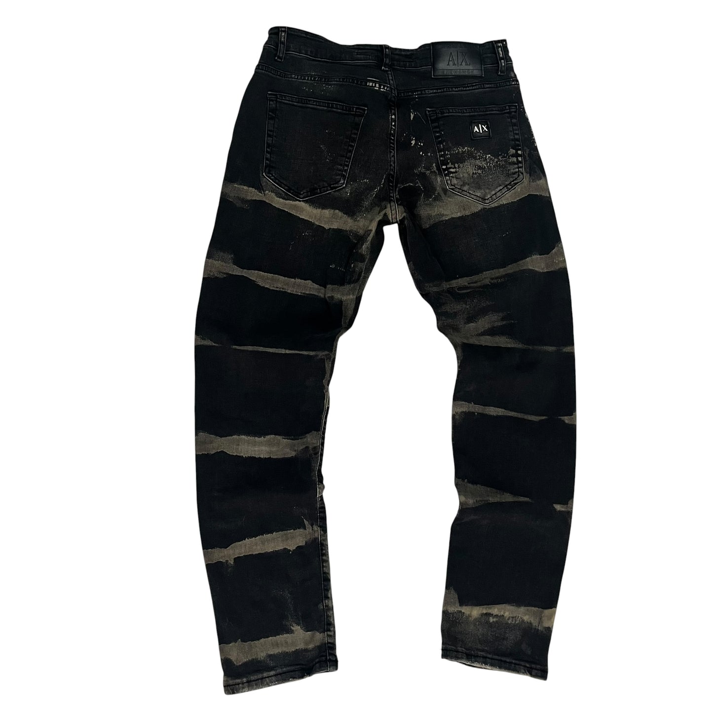 Armani Exchange AX Bleached Black Denim Slim 
Tapered W32 L32 Designer Streetwear Grunge Y2K
