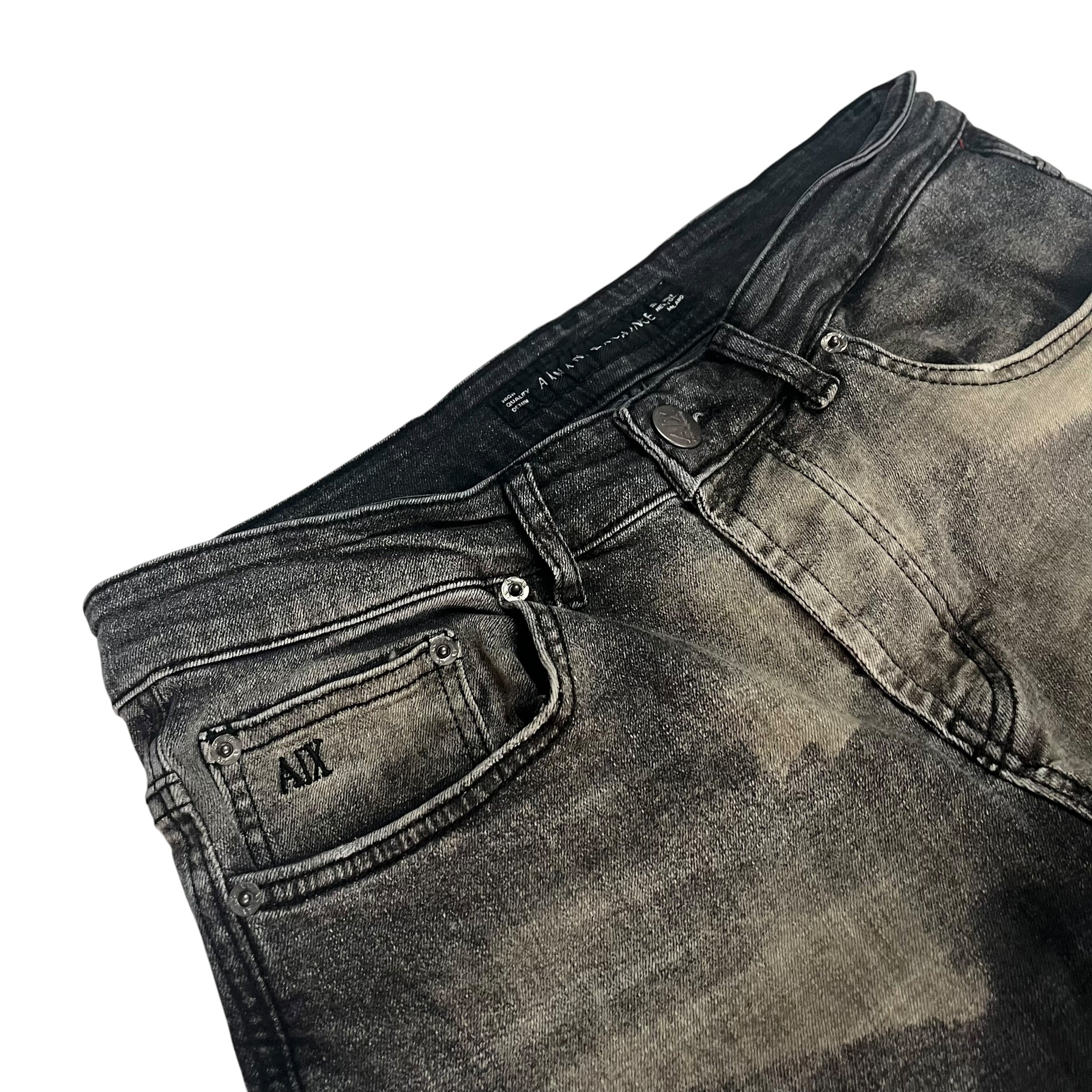 Armani Exchange AX Bleached Black Denim Slim Tapered W32 L32