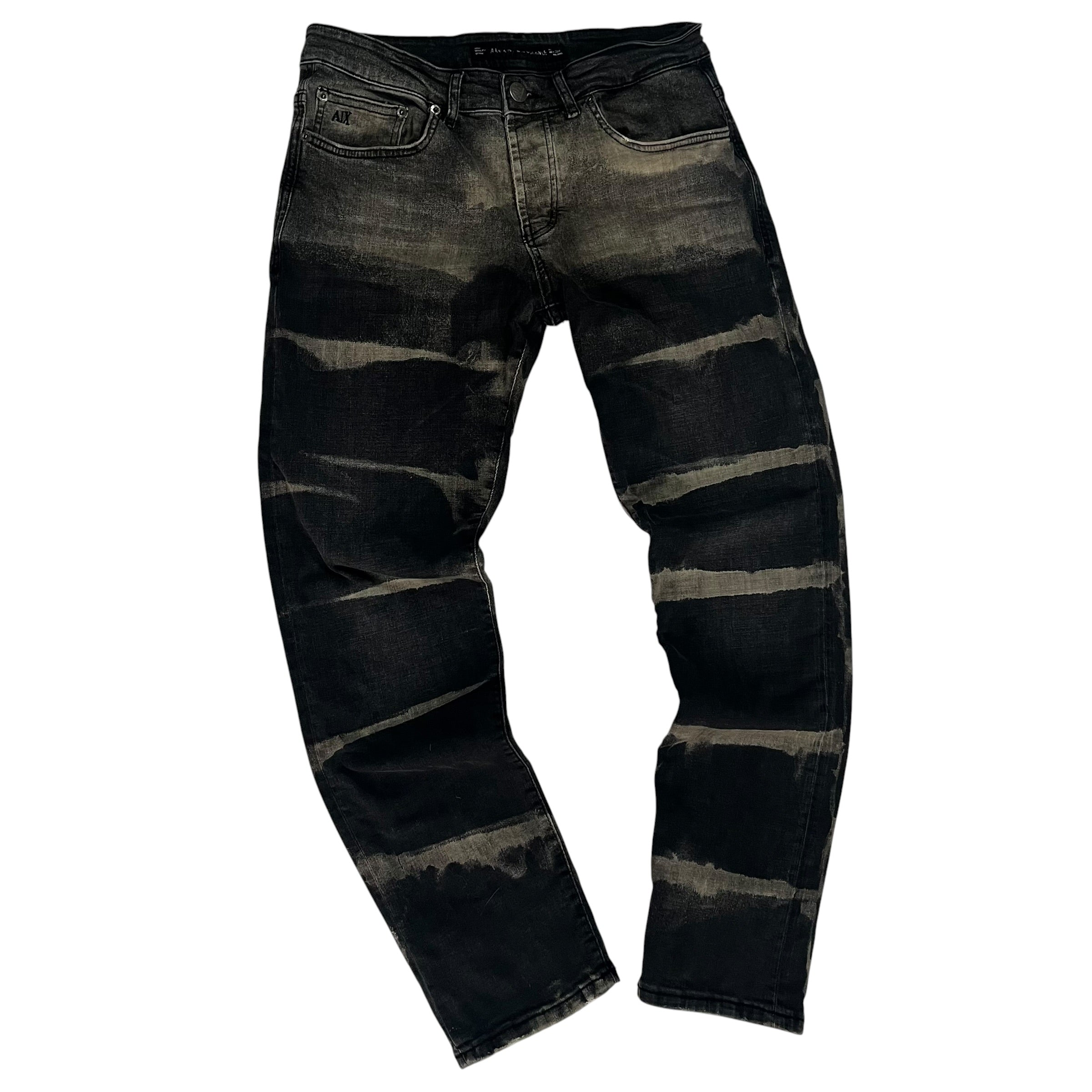 Armani Exchange AX Bleached Black Denim Slim Tapered W32 L32