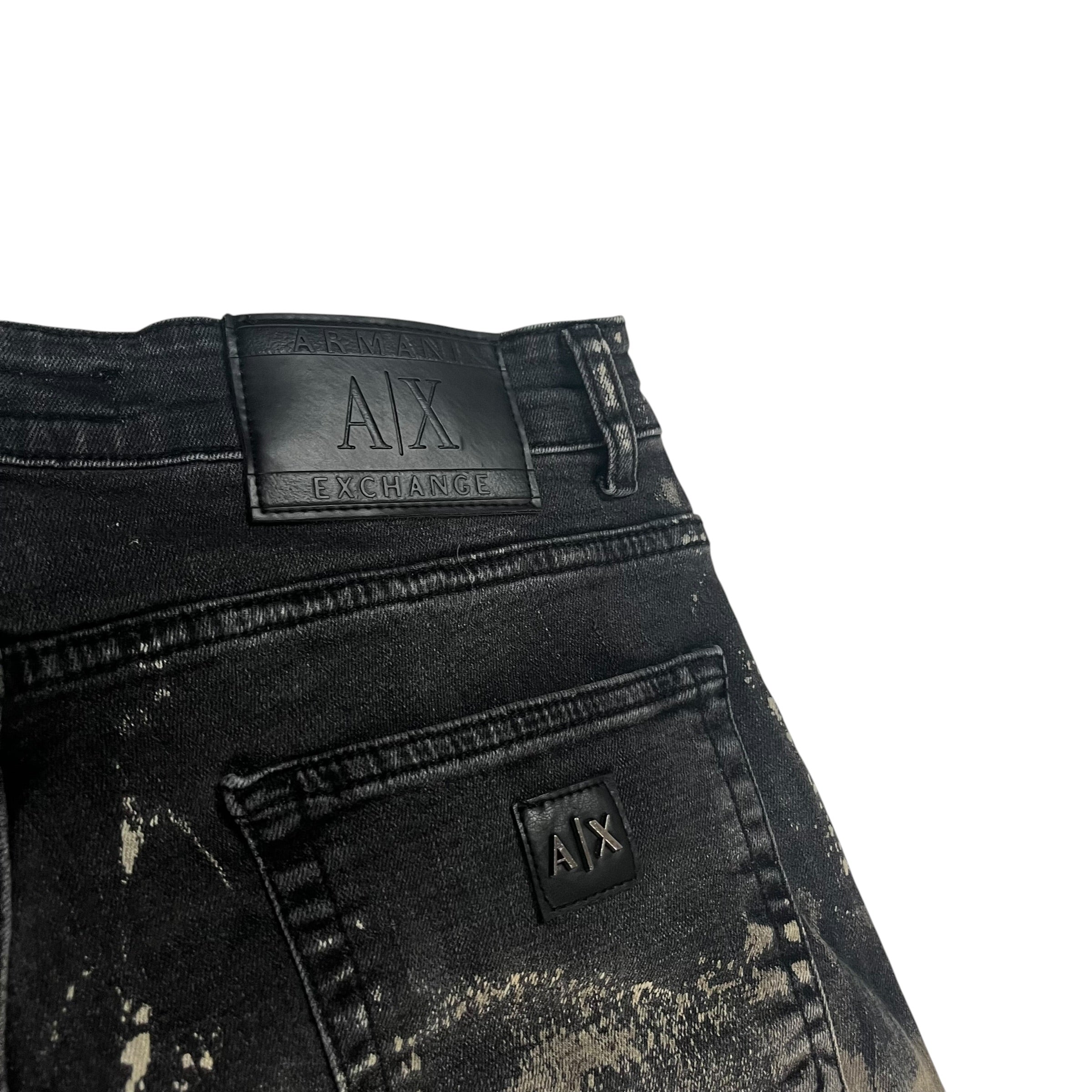 Armani Exchange AX Bleached Black Denim Slim Tapered W32 L32