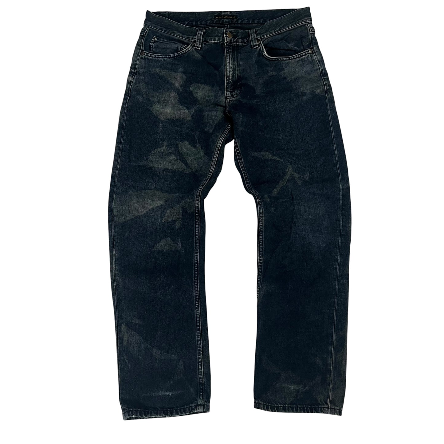Nudie Jeans Bleached Dark Wash Vintage Straight 
Leg Premium Denim Streetwear W33 L32