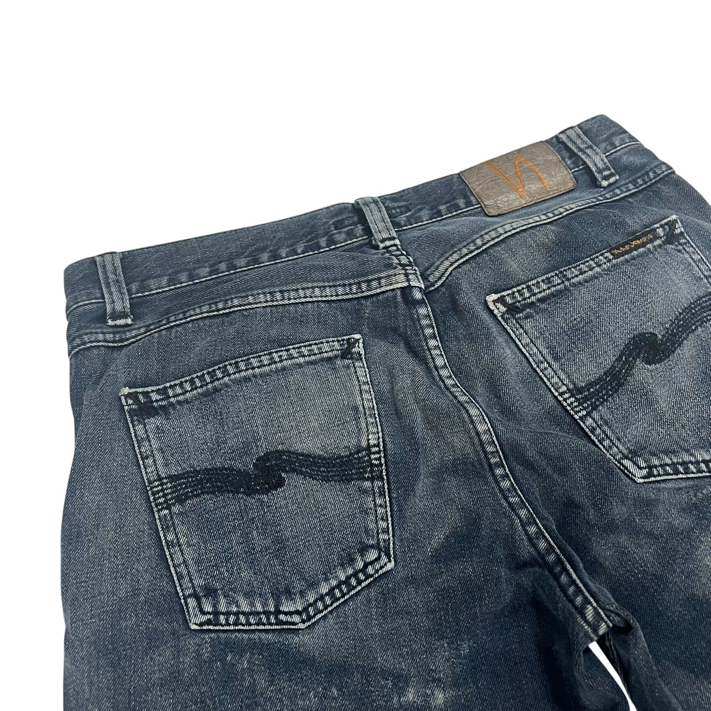 Nudie Jeans Bleached Dark Wash Vintage Straight 
Leg Premium Denim Streetwear W33 L32