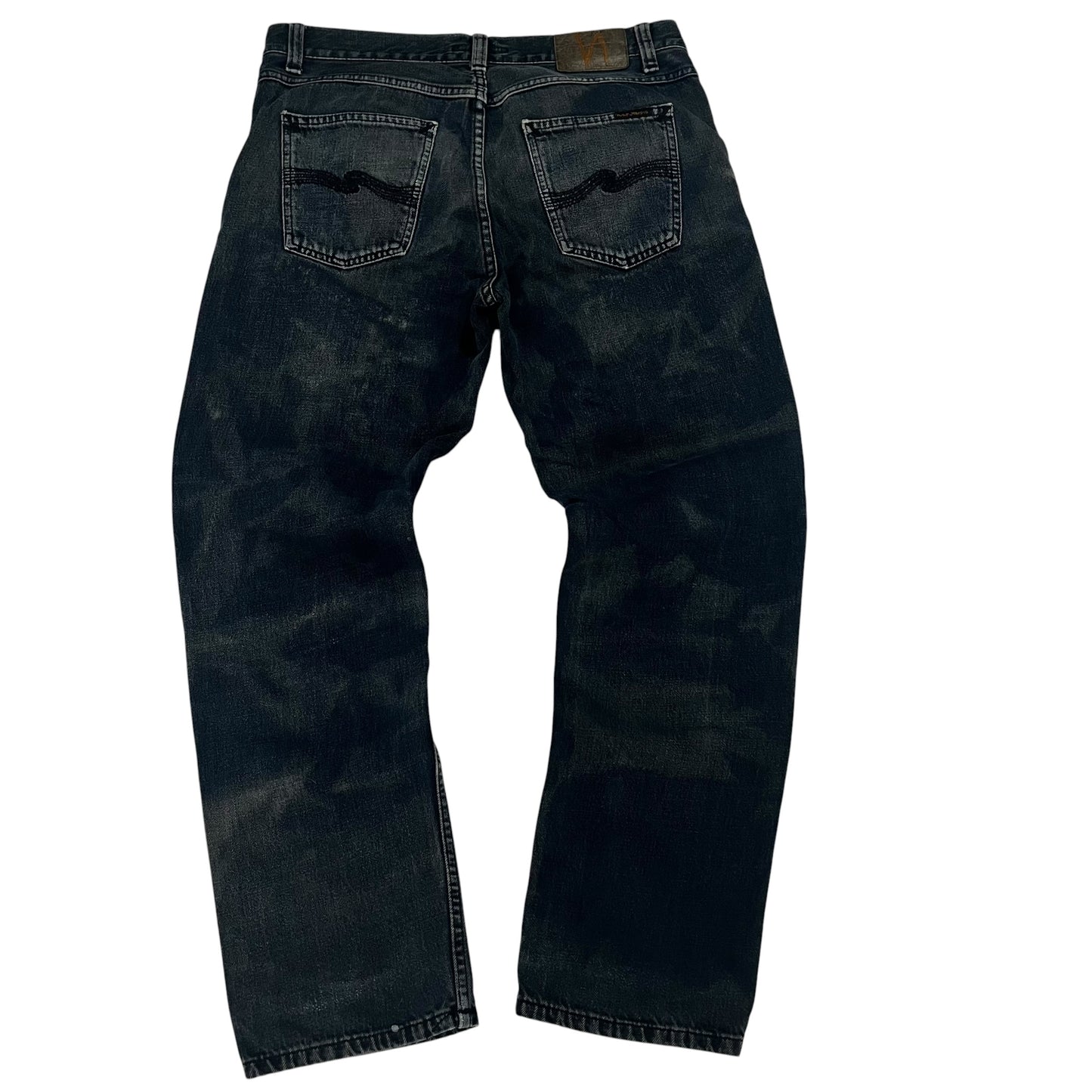 Nudie Jeans Bleached Dark Wash Vintage Straight 
Leg Premium Denim Streetwear W33 L32